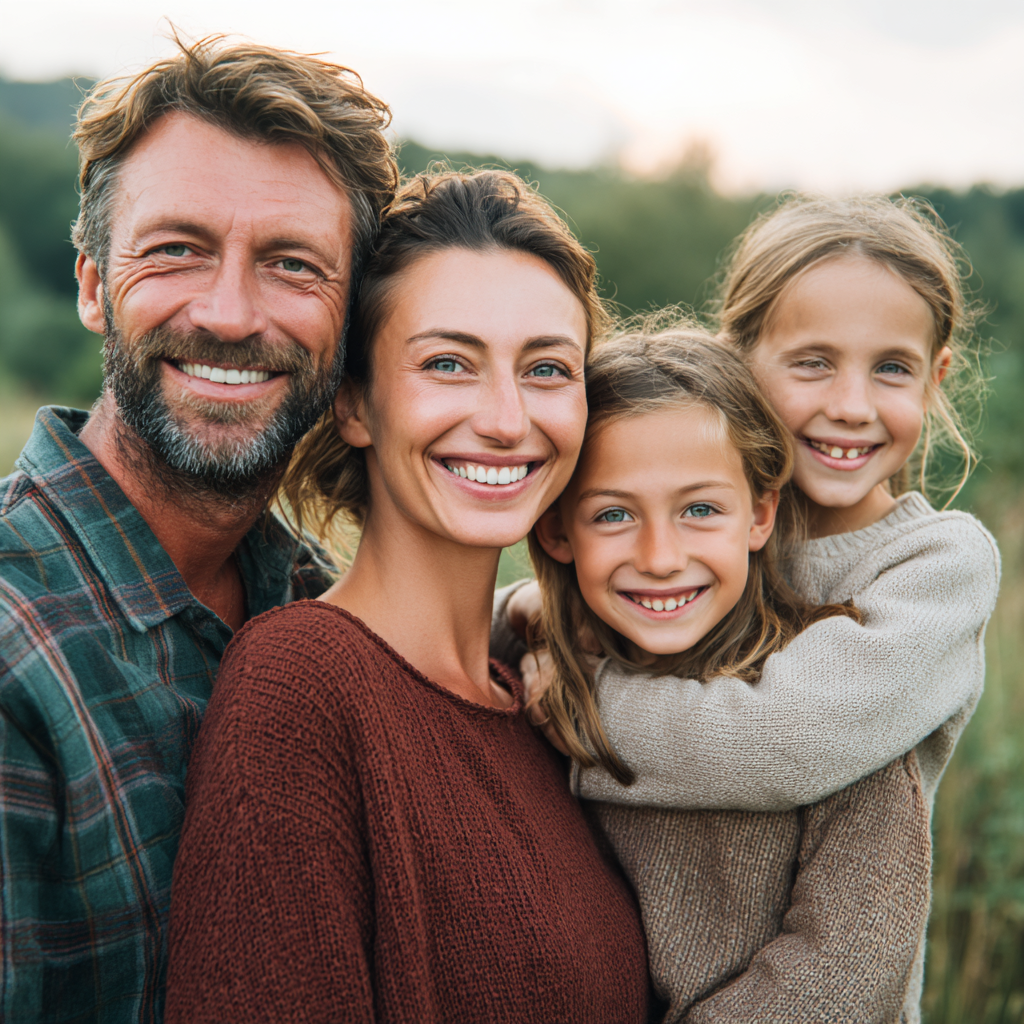 Професійний європейський нутріціолог середнього віку посміхається в сучасному офісі зі свіжими продуктами на столі, реалістичний стиль